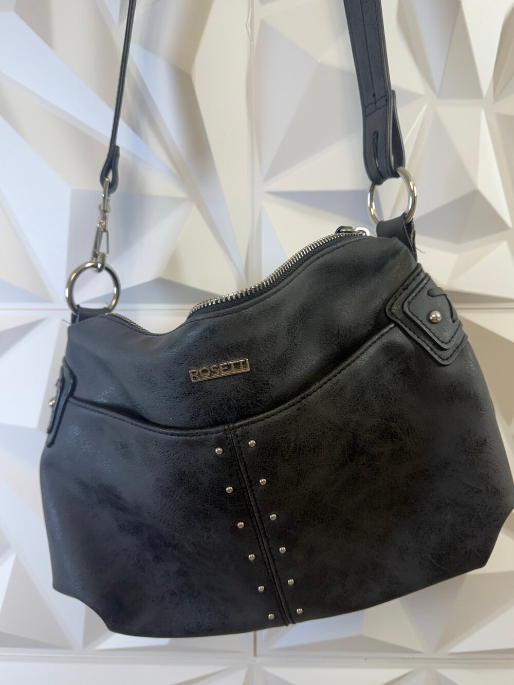 Rosetti Black/Charcoal Studded Shoulder Bag